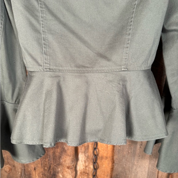 Aqua Olive Fitted Cotton/Spandex Peplum Jacket - X-Small - Picture 7 of 12
